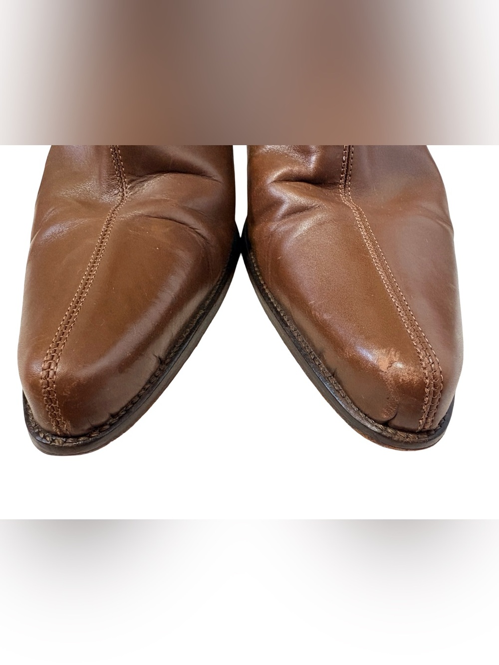 Donald J Pliner Italy Brown Leather Ankle Boots Y2K Pointed Toe 9M - Picture 7 of 7
